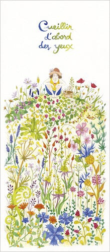 Carte &quot;Cueillir d&#39;abord des yeux&quot;, aquarelle de Linaigrette éditée par L&#39;Aventure au coin du bois